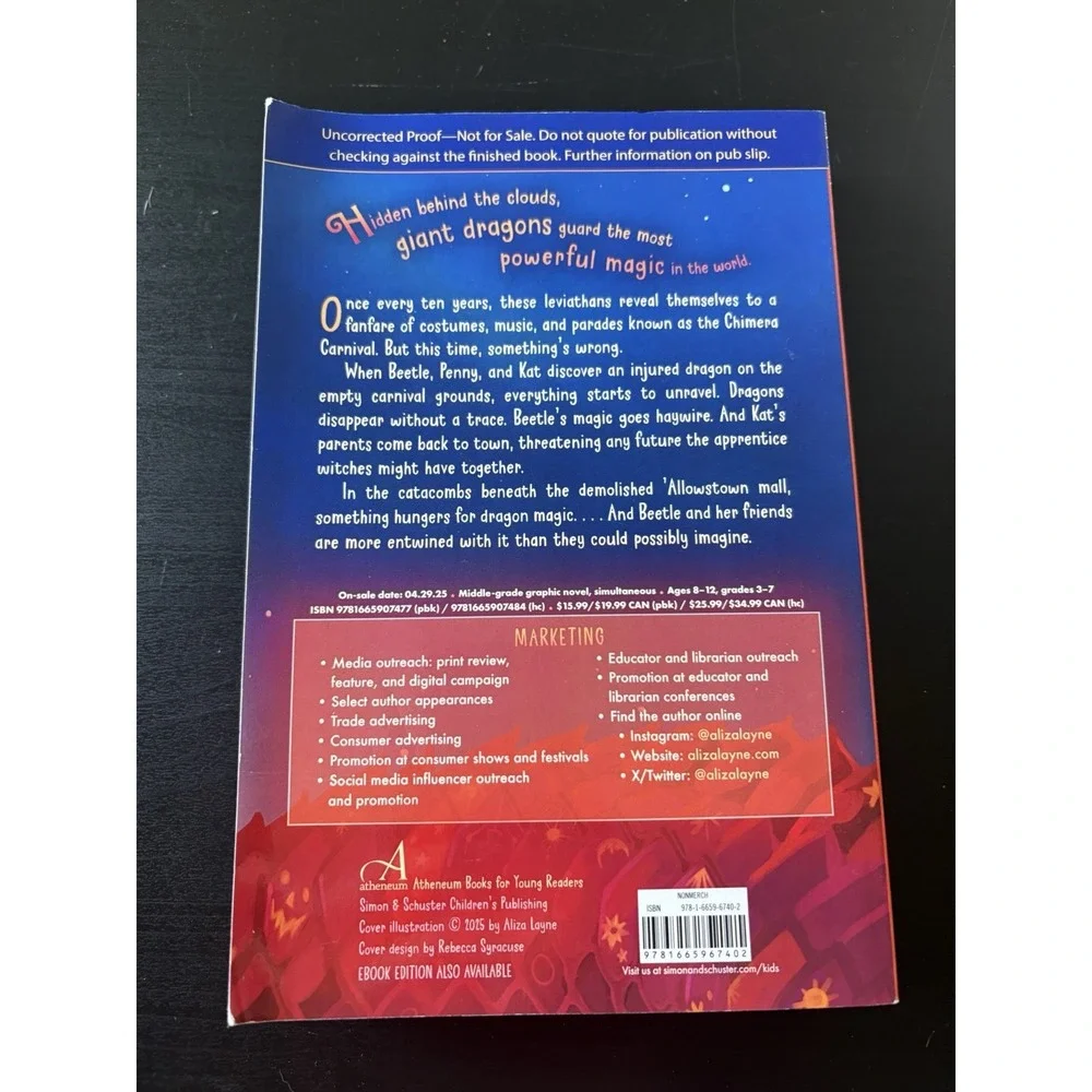 Beetle and The Chimera Carnival By Aliza Layne Paperback Advance Copy  Book